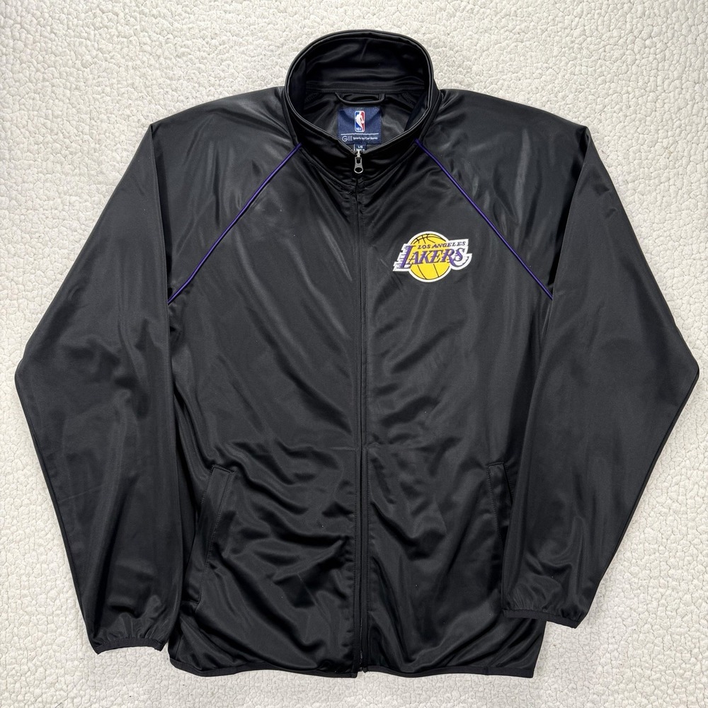 Los Angeles Lakers Track Jacket Men's L Black NBA Full Zip‎ Athletic Streetwear